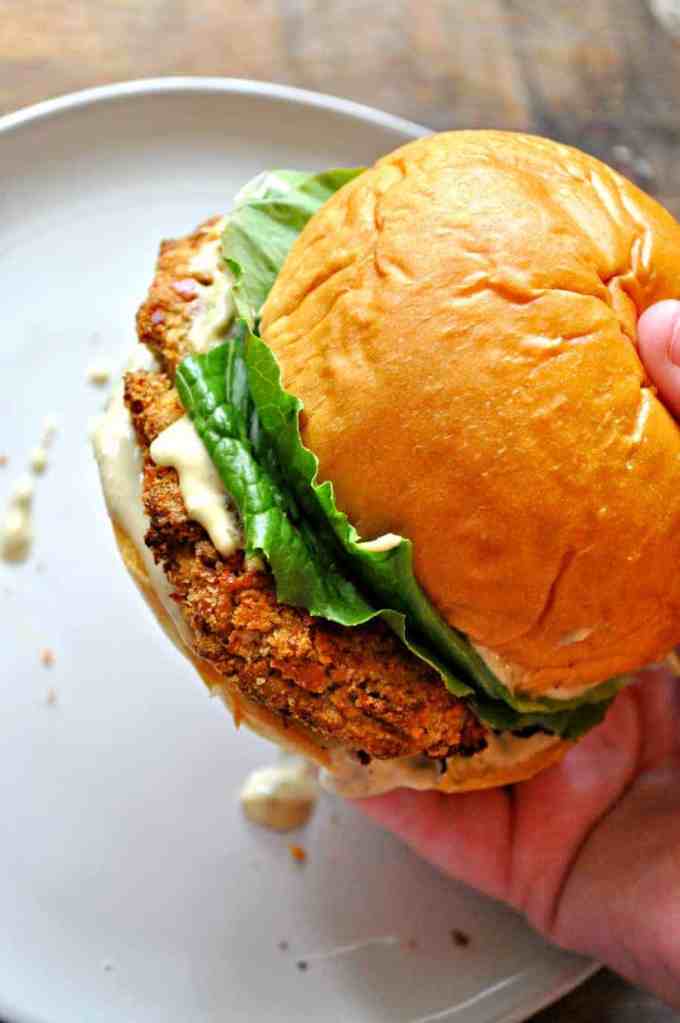 vegan crispy “chicken” caesar&nbsp;sandwiches